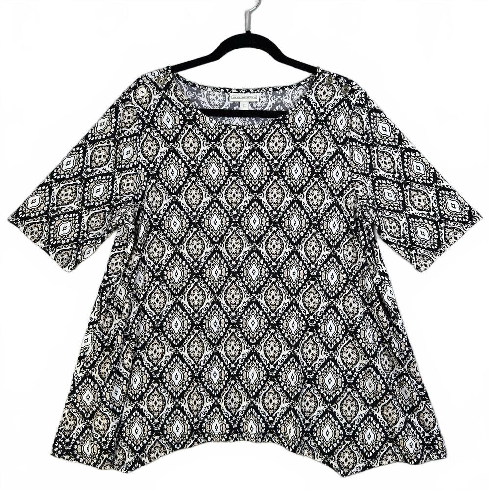 Dana Buchman Women's‎ Black and White Patterned Top, Size XL
